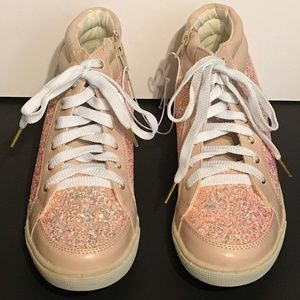 Justice Glitter Pink High Top Sneakers